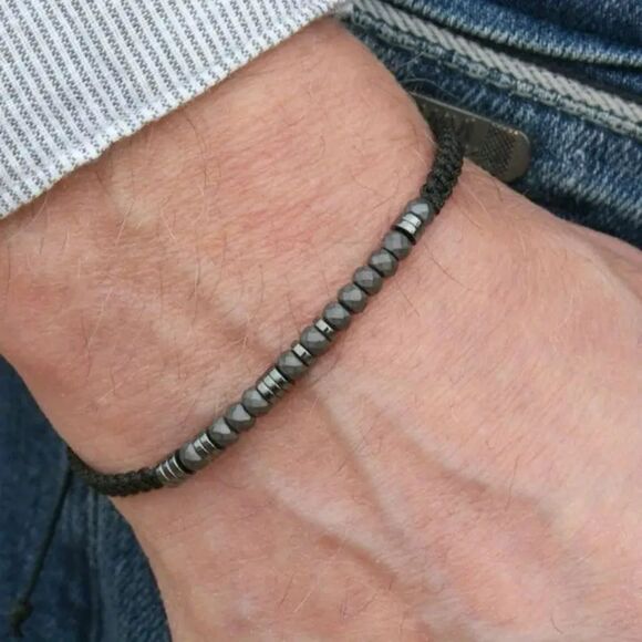 Morse Code "I Love You" Bracelet for Him – Natural Stone Bead Jewelry, Gift Idea - Picture 2 of 3